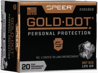 Speer Gold Dot Protection Personnelle .357 Sig 125GR GDHP 20 cartouches