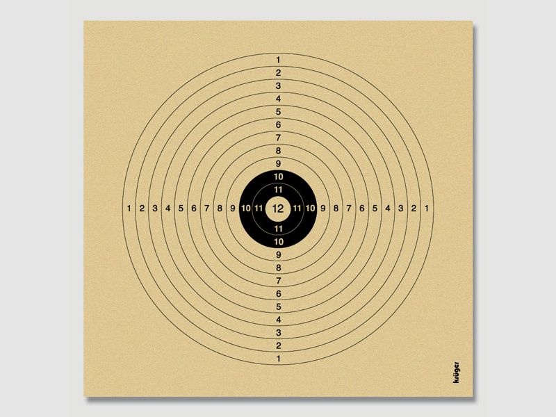 Krüger-Druck schietkaarten voor luchtgeweer/luchtpistool/CO2, 12-ring, 125 stuks, 14x13,5 cm