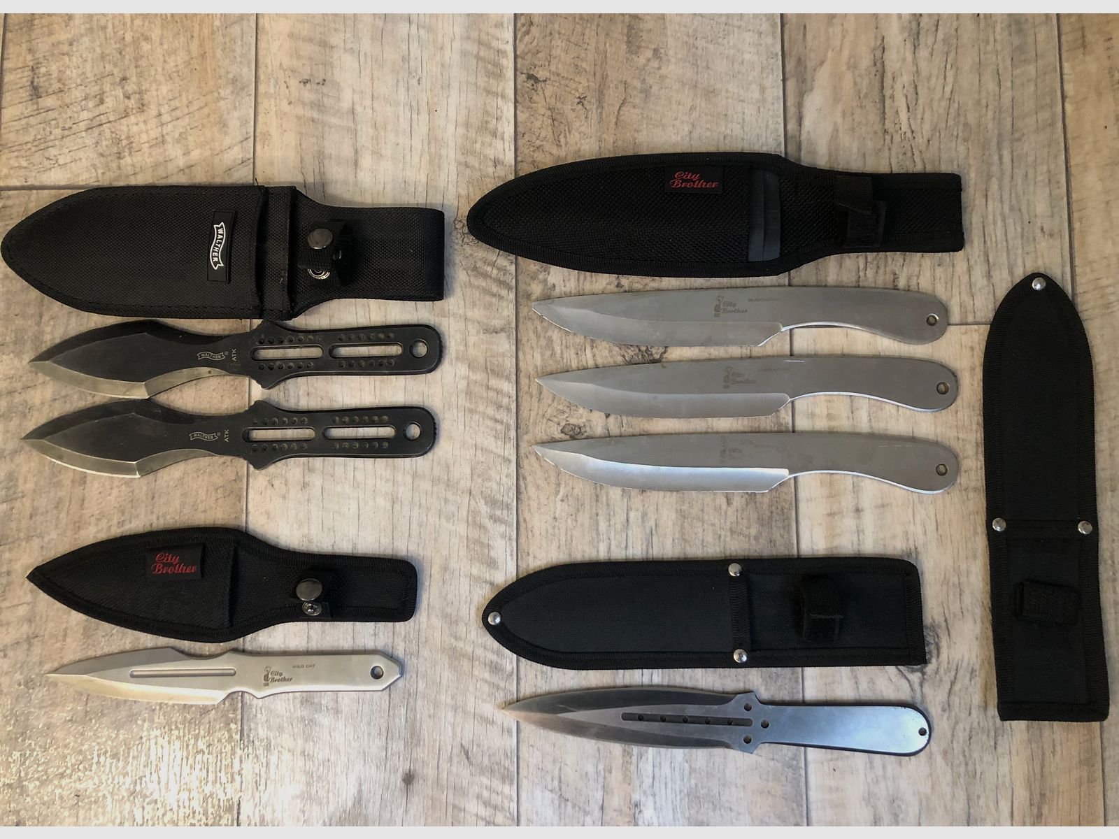 Ensemble de couteaux de lancer, Walther, City Brother Warhawk, Wild Cat, Haller