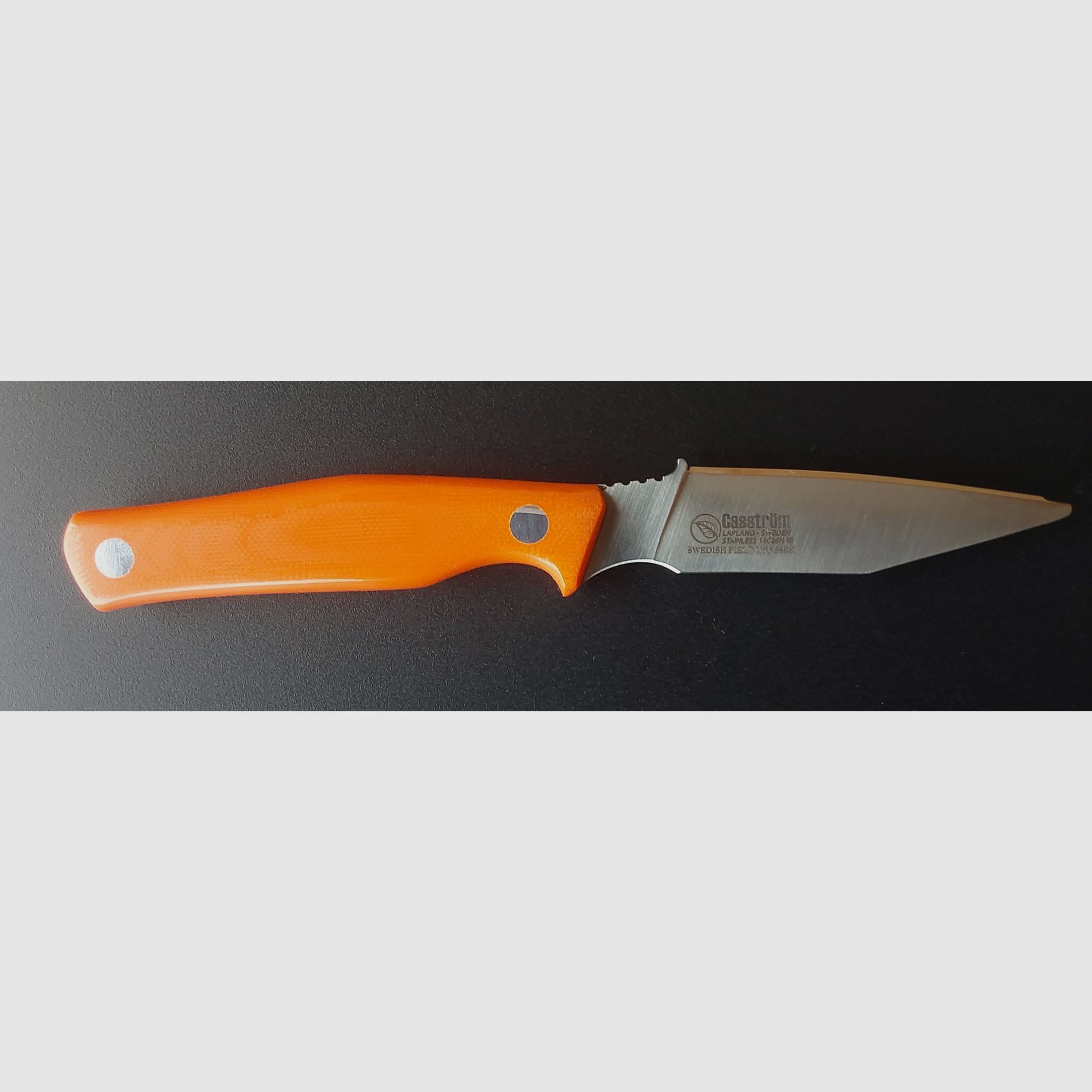 Casström Schwedisches Feldmesser, Orange G10, Jagdmesser, Aufbrechmesser, Skinner