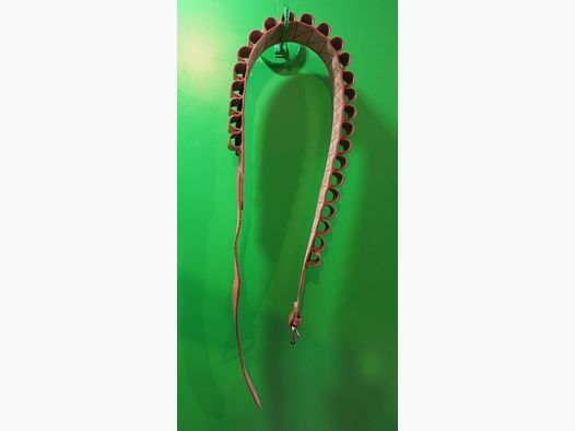 Historischer Patronengürtel aus Sattelleder, Kaliber 12 Schrot - für 25 Patronen-