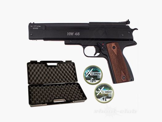 Pistola ad aria Weihrauch HW 45 in set da 4,5 mm - brunita