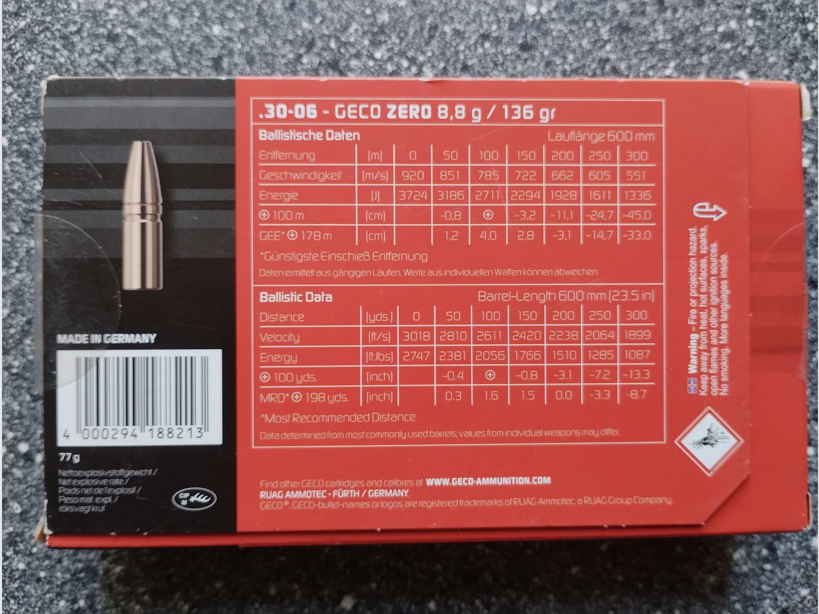 Geco Zero .30-06 bleifrei 25 Schuss 8,8g / 136gr