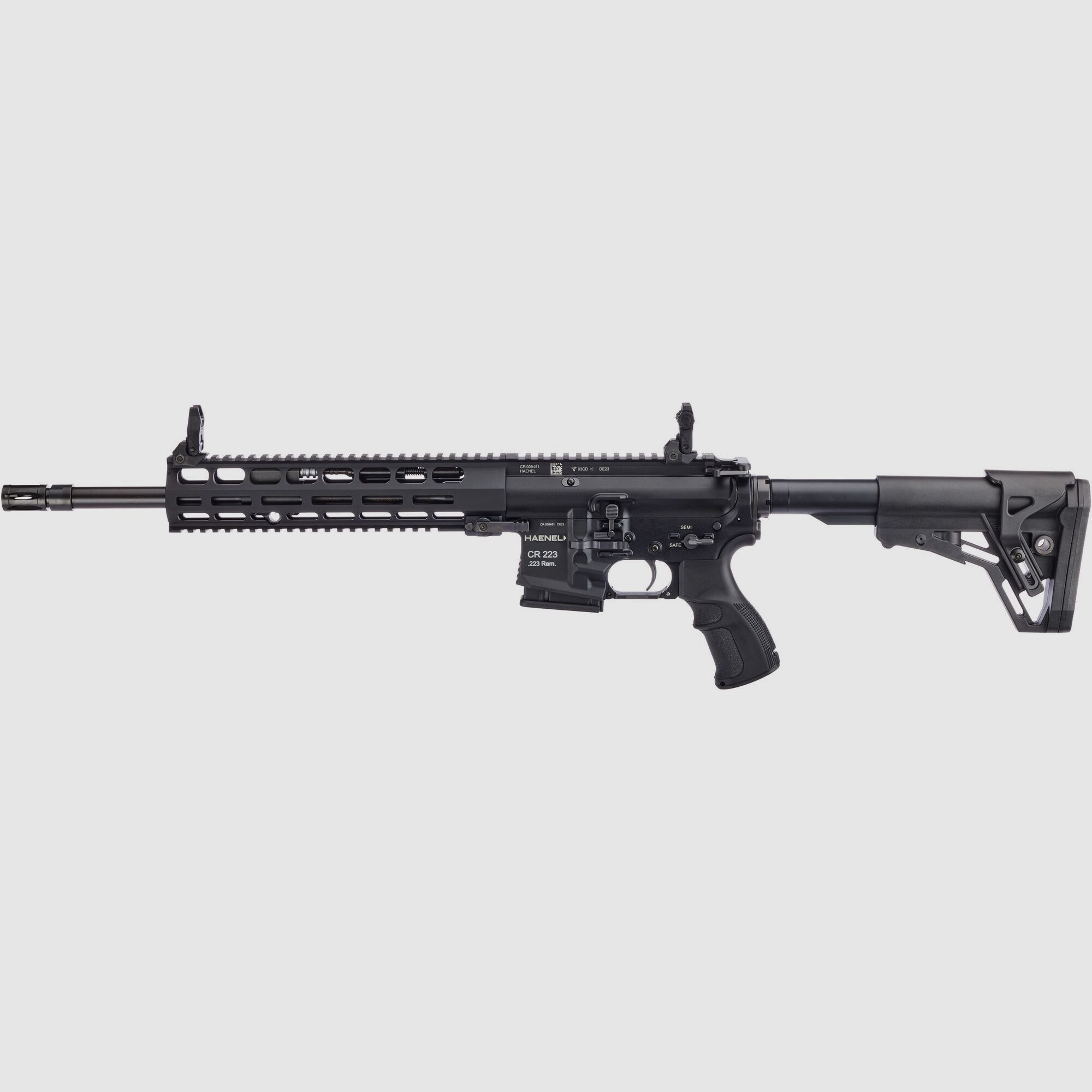 Fucile semiautomatico Haenel CR 223 M-LOK guardia a mano .223 Rem. lunghezza della canna 368 mm | Grilletto diretto lungo nero non approvato per lo sport