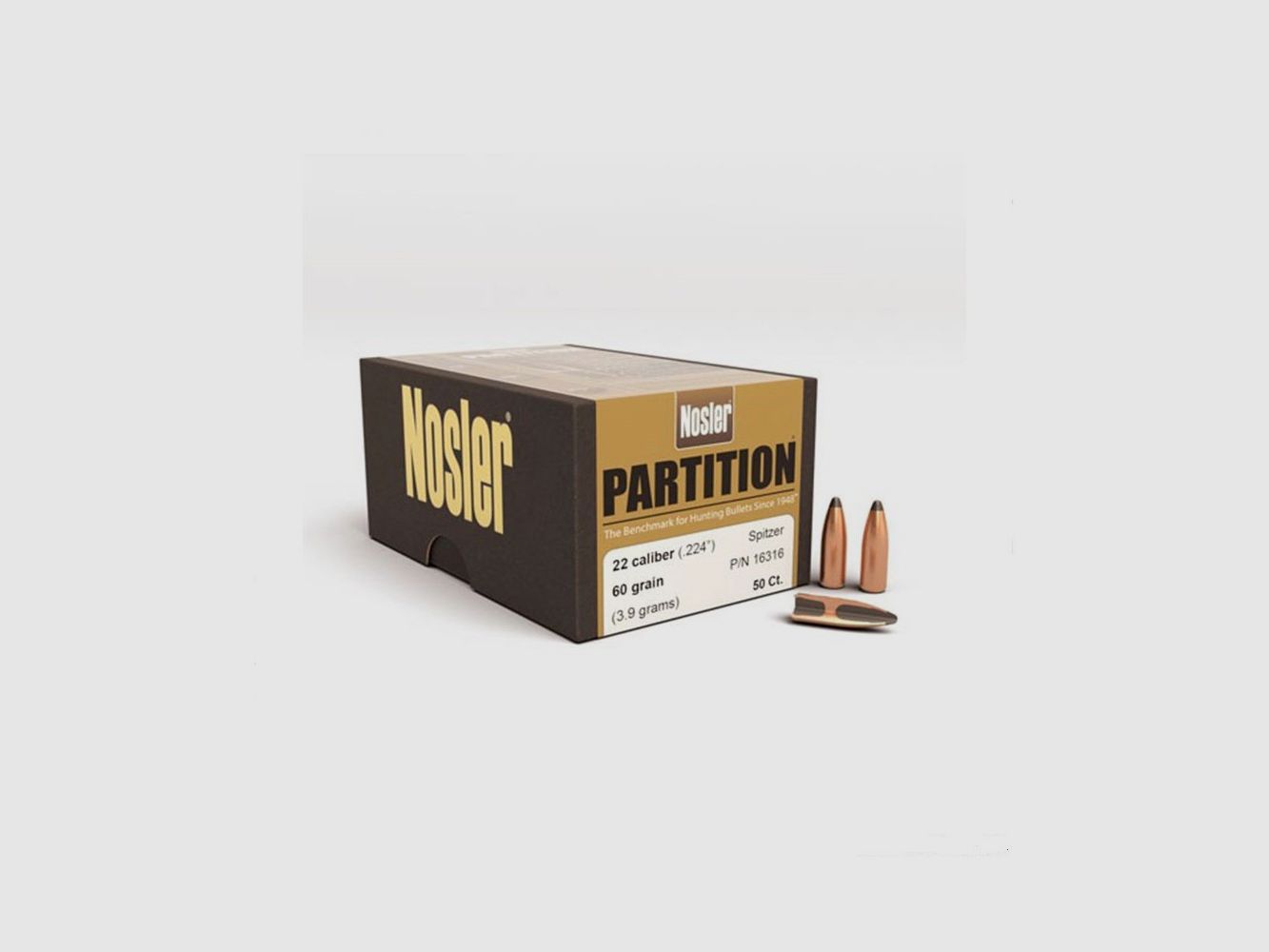 NOSLER – PARTITION 22 KAL. .224″ SPITZER 60GR DOOS 50 ST.