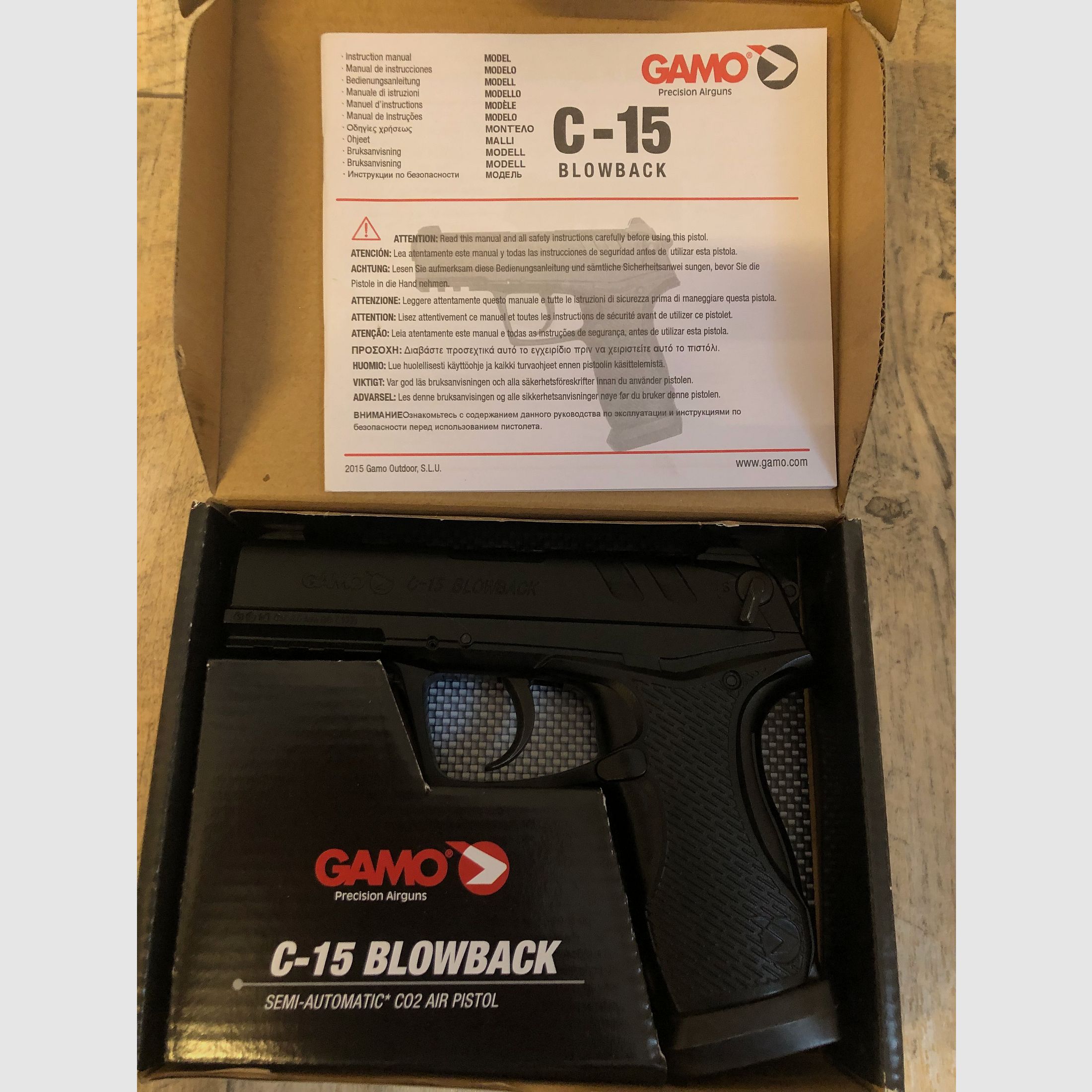 GAMO luchtpistool, CO2, 4,5 mm BB en Diabolo, C-15 Blowback, Semi Automatisch, luchtgeweer