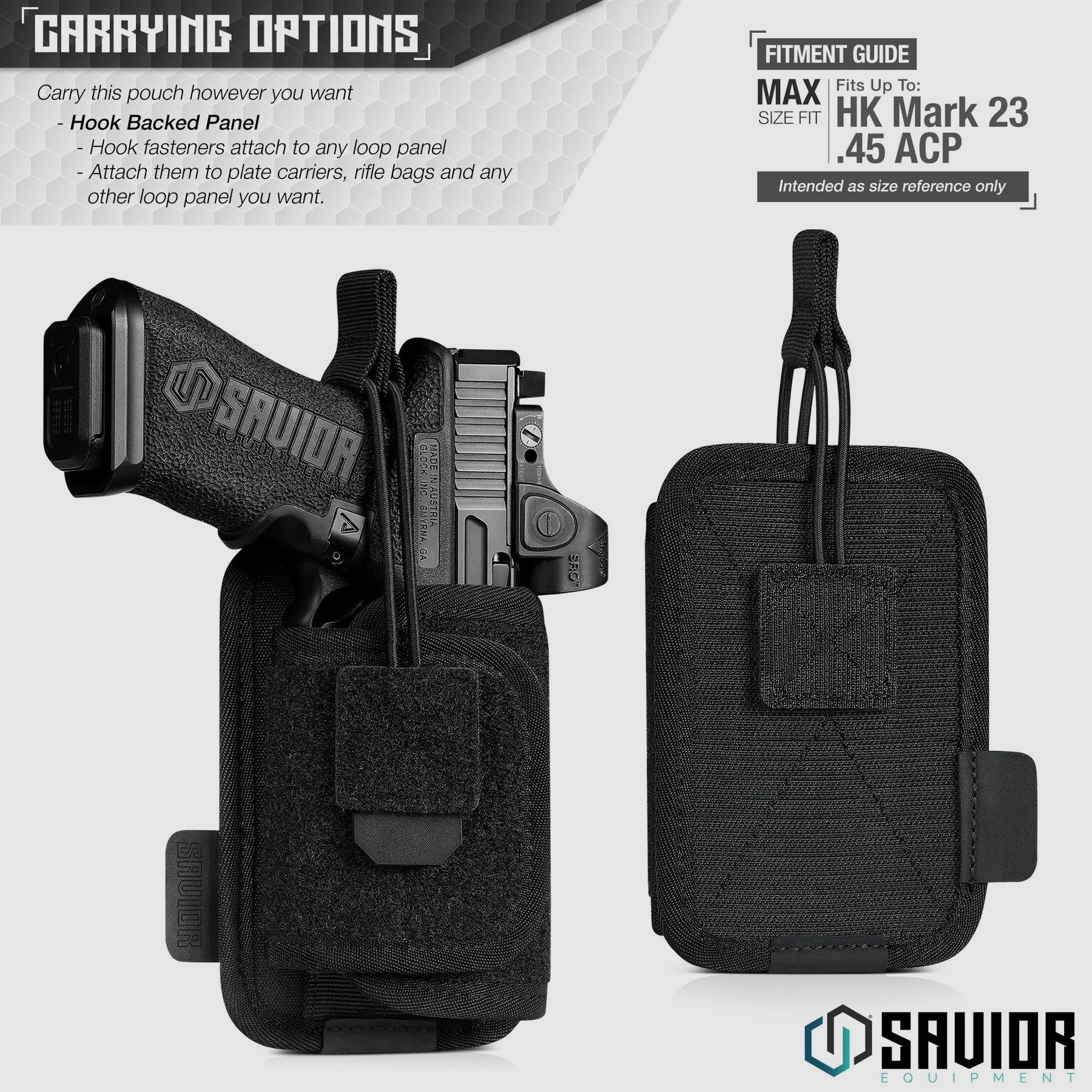 Universal Pistol Holster w/ Hook Backing, Black, image 6 of 7