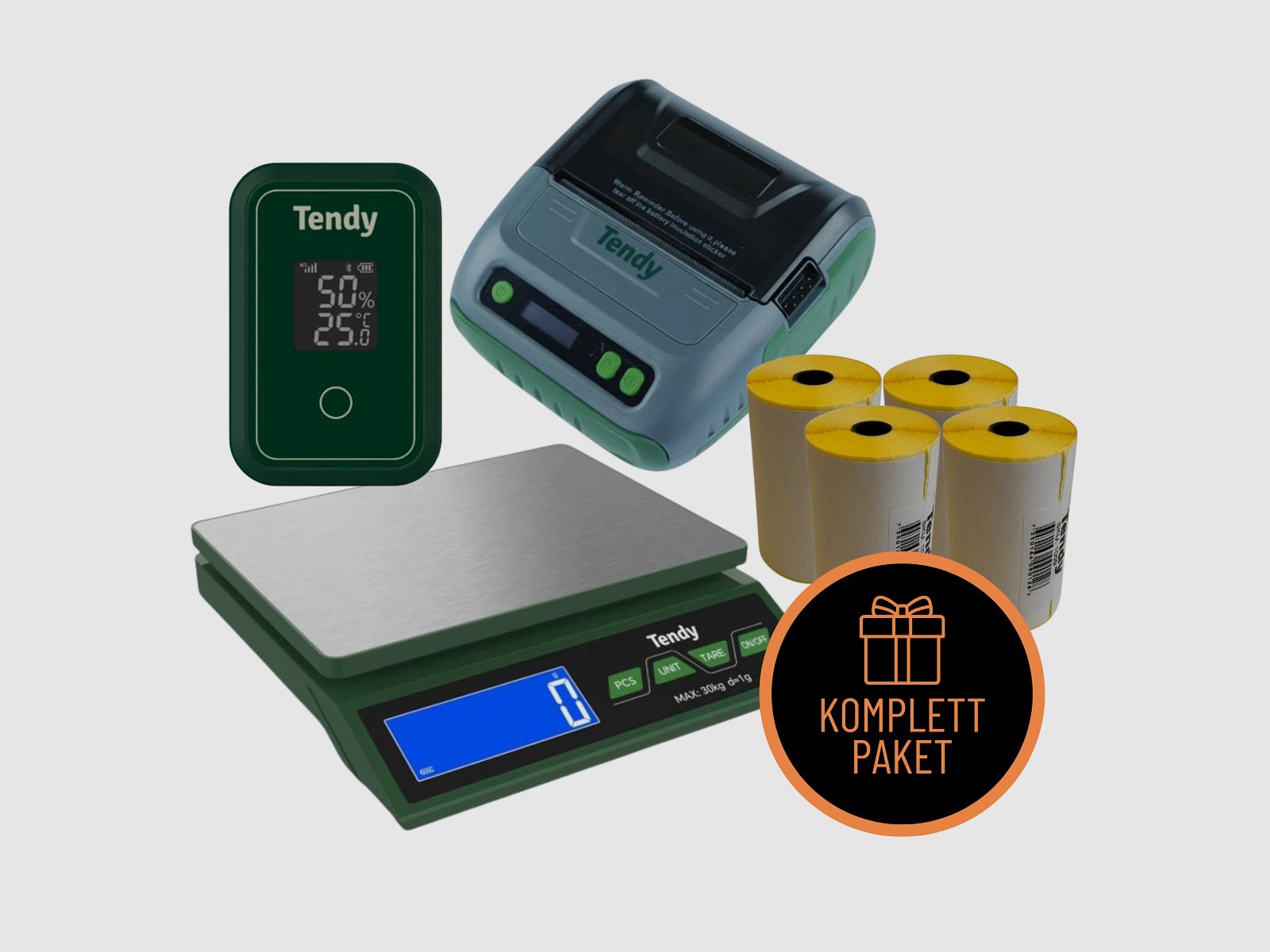 Tendy Wildbretverarbeitung Set 3 (Tischwaage + Etikettendrucker inkl. Etiketten + 4G Reifetimer)