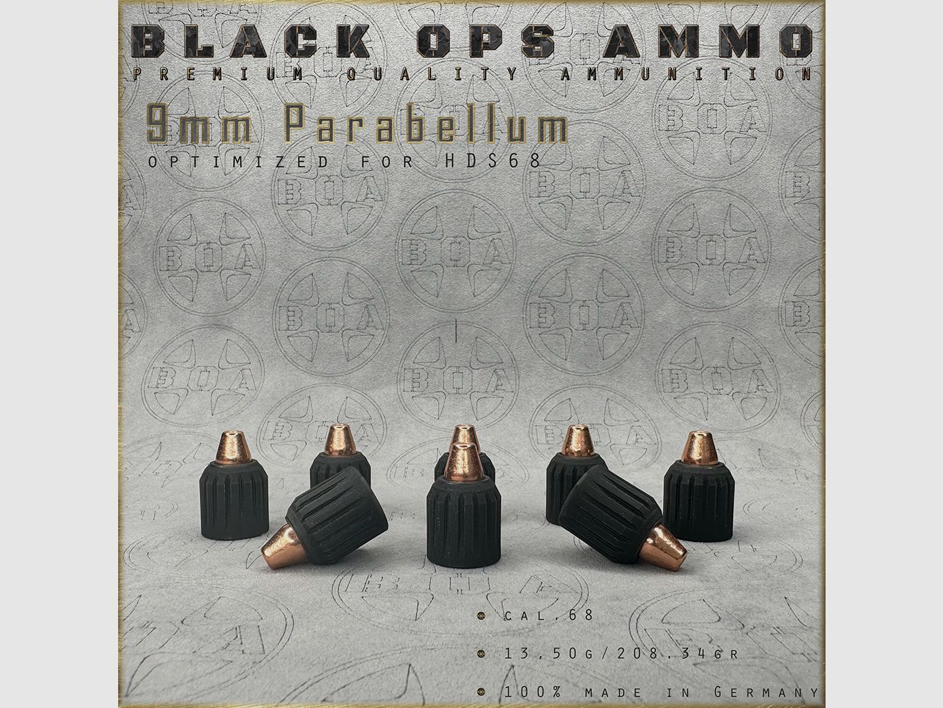 8x 9mm Parabellum BLACK OPS AMMO Luftgewehr TS HDS 68 Kal.68 Munition Umarex HDS68 TS68