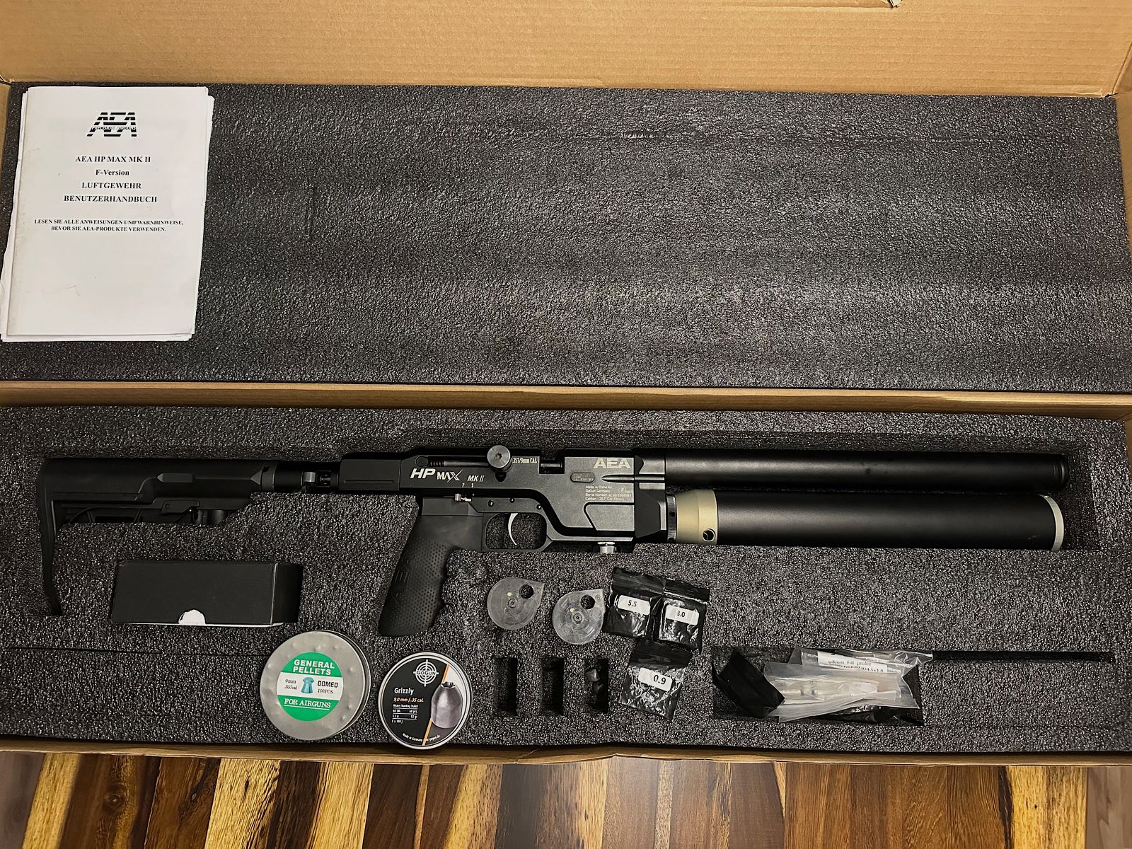 AEA HP MAX MK2 inkl. Diabolos, Grizzlys + Red Dot