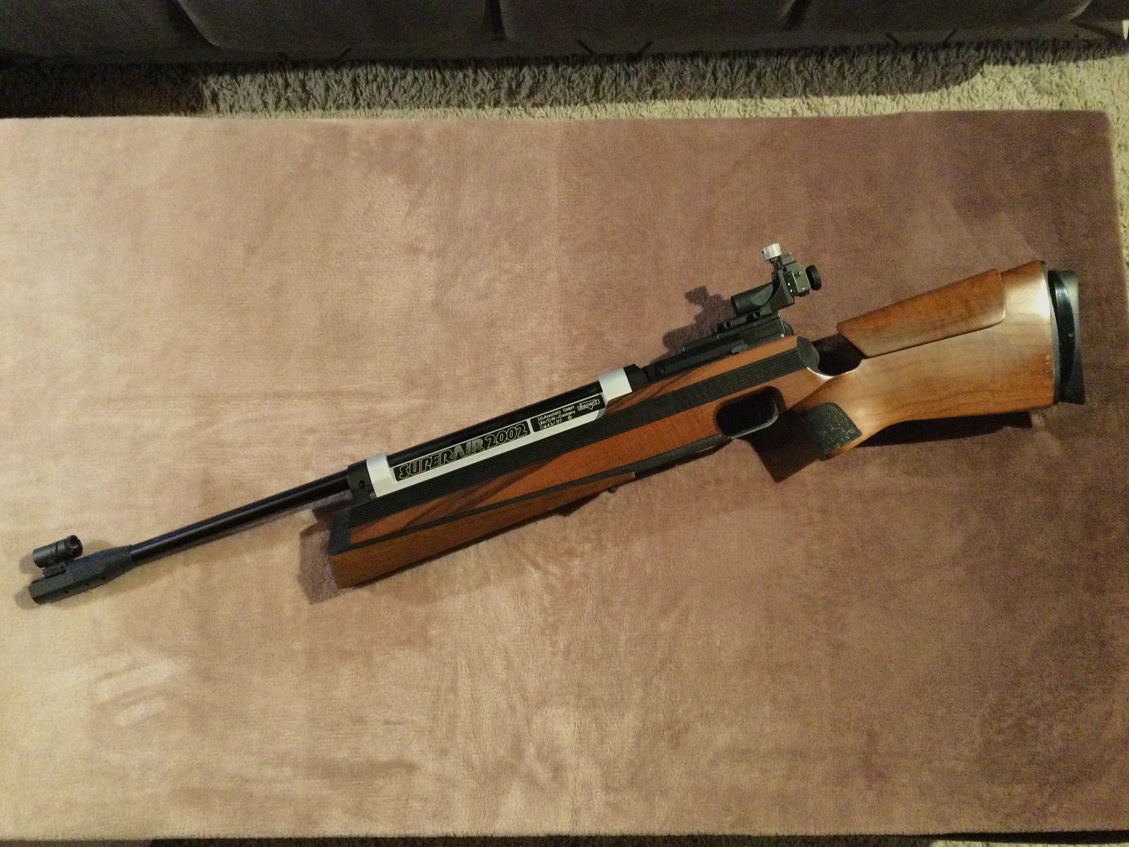 Anschütz Super Air 2002; Match-Luftgewehr Auflage rechts; Nussbaumschaft; Top Zustand