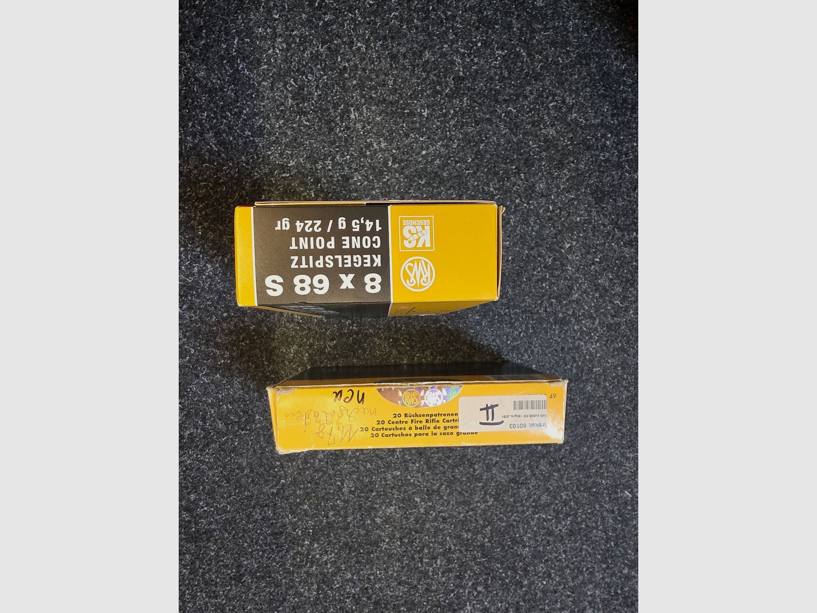 150 rounds 8x68 S RWS cone point (11.7 g & 14.5 g)