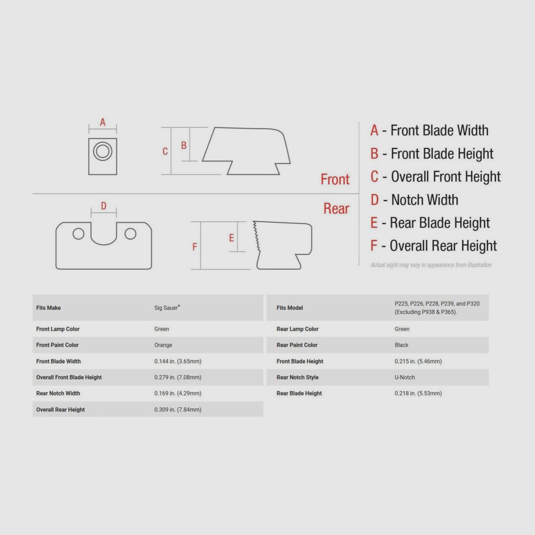 Trijicon N-Visier HD Orange SIG P225-P320 9mmLuger/.357SIG