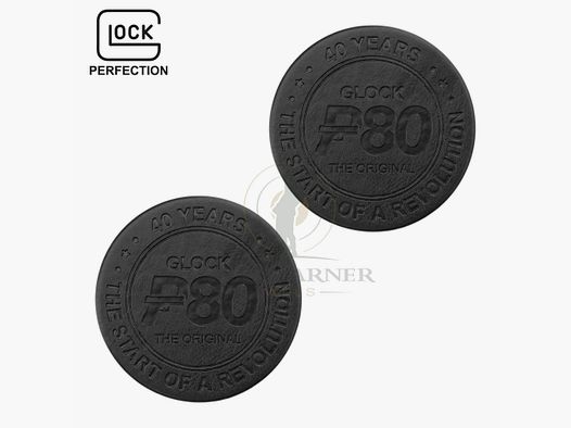 Glock Coaster Classic round 2-piece set, leather imitation, velvety underside