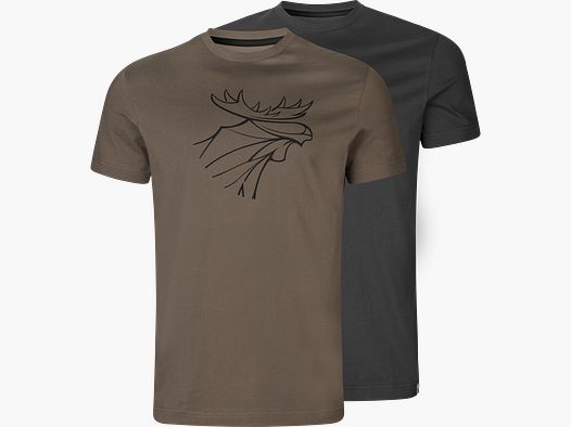 Härkila Graphic T-Shirt 2-Pack Brown Granite/ Phantom