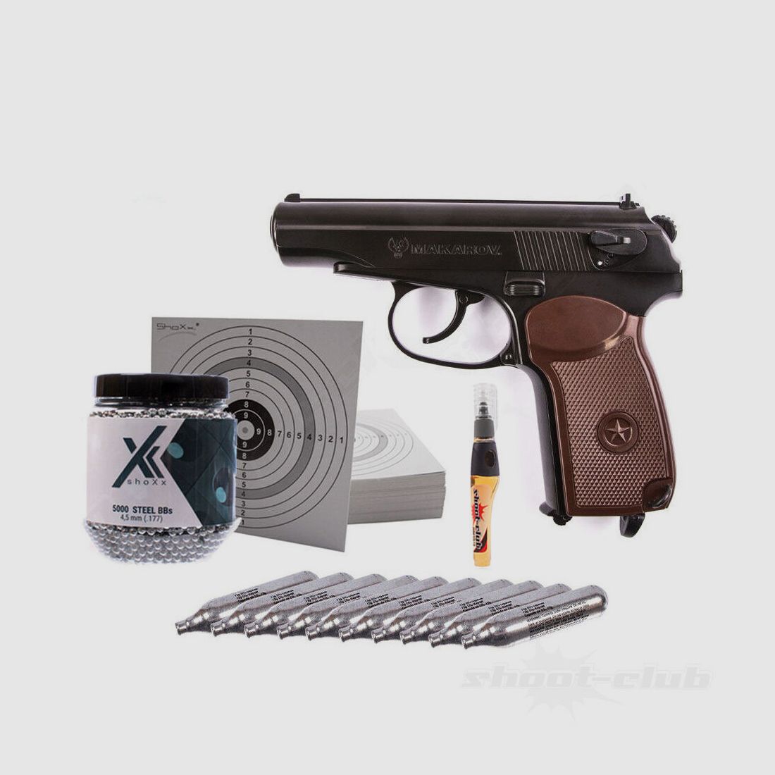 Makarov Umarex Makarov Pistola CO2 Cal. 4,5mm BBs in Acciaio - Set