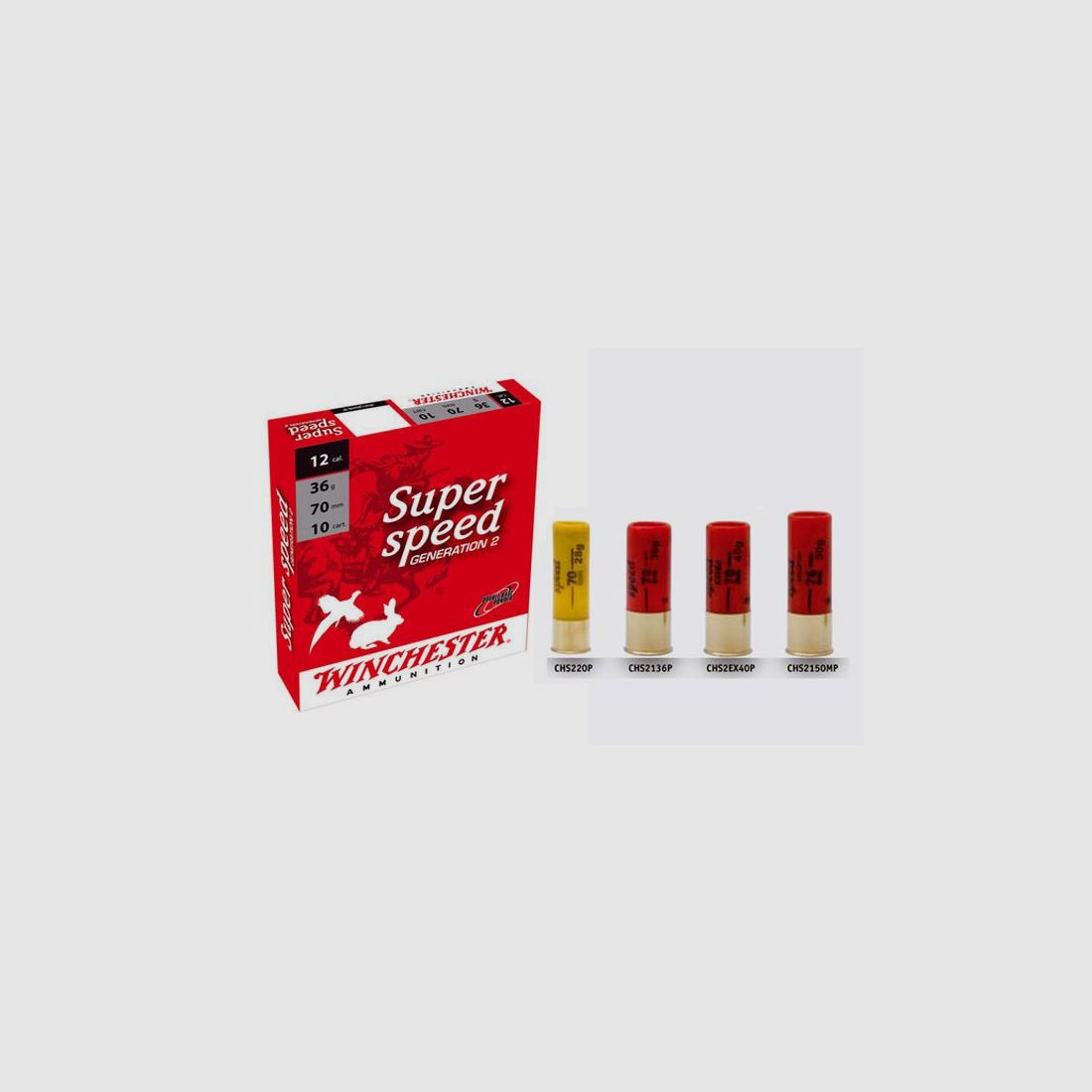 DOOS VAN 10 PATRONEN WINCHESTER 12/70 SUPER SPEED G2 36G PB1, afbeelding 2 van 2