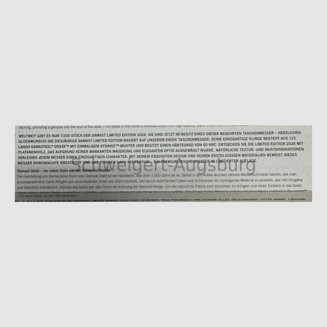 Victorinox Damst Cuchillo Anual 2026 EVOKE WOOD DAMAST LIMITED EDITION 2026