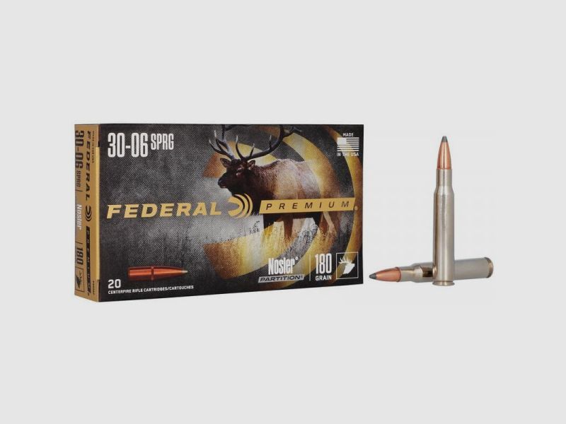 FEDERAL PREMIUM BÜCHSENPATRONEN - .30-06SPR. - 180 GRS. - NOSLER PARTITION - 20 SCHUSS