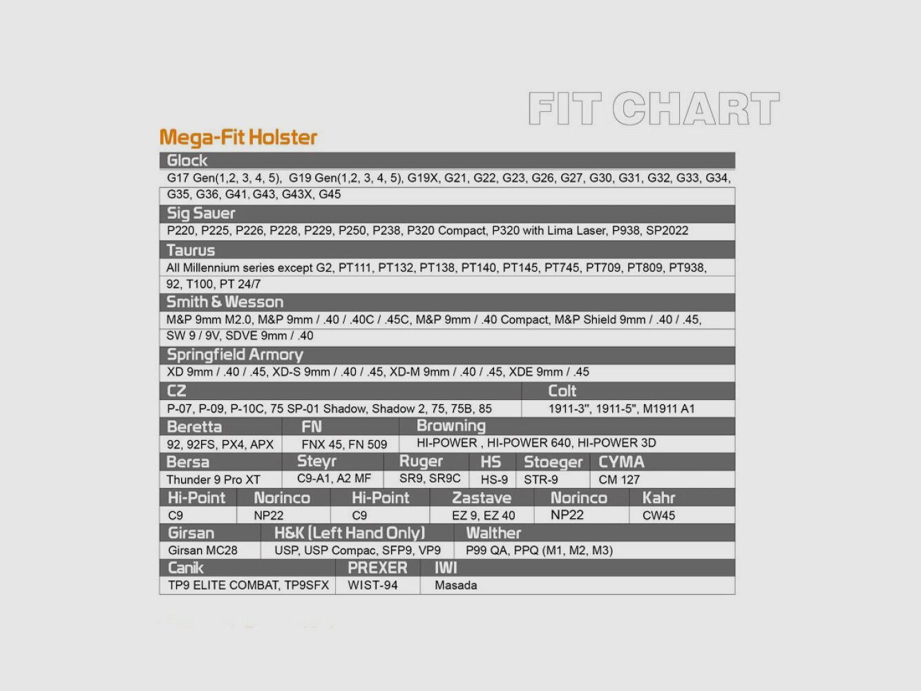 CYTAC Mega-fit Holster - Links Tan über 60 Pistolen