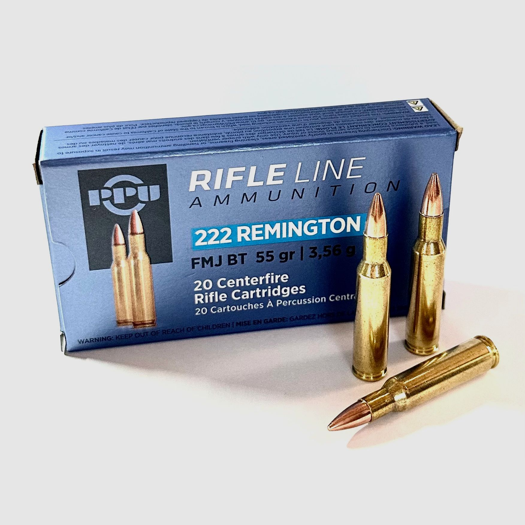 PPU Büchsenpatronen .222 Rem. 3,56g 50grs FMJ BT 20 Stück