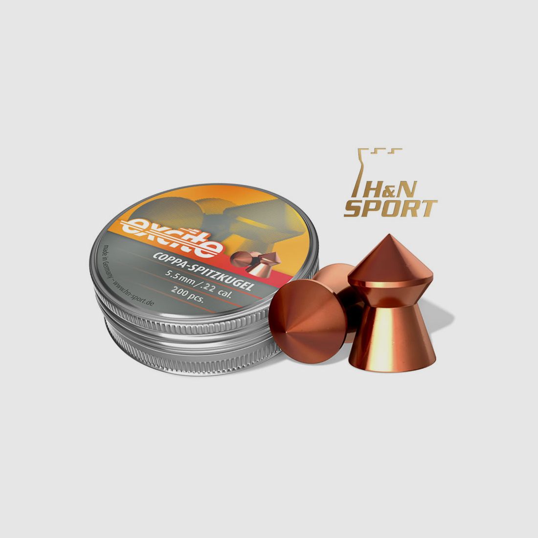 Spitzkopf Diabolos H&N excite Coppa Spitzkugel Kaliber 5,5 mm 1,04 g glatt verkupfert 200 StĂĽck