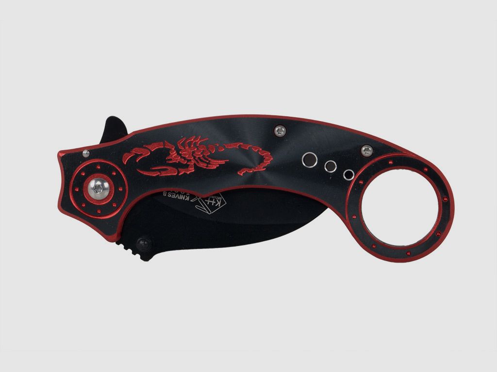 Karambit Einhandmesser Red Scorpion Stahl 420 KlingenlĂ¤nge 6 cm rot schwarz (P18)