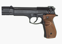 Beretta 98 FS Target 9×21 – Pistolet Sportowy z Lufą Kompensacyjną i Okładzinami z Orzecha