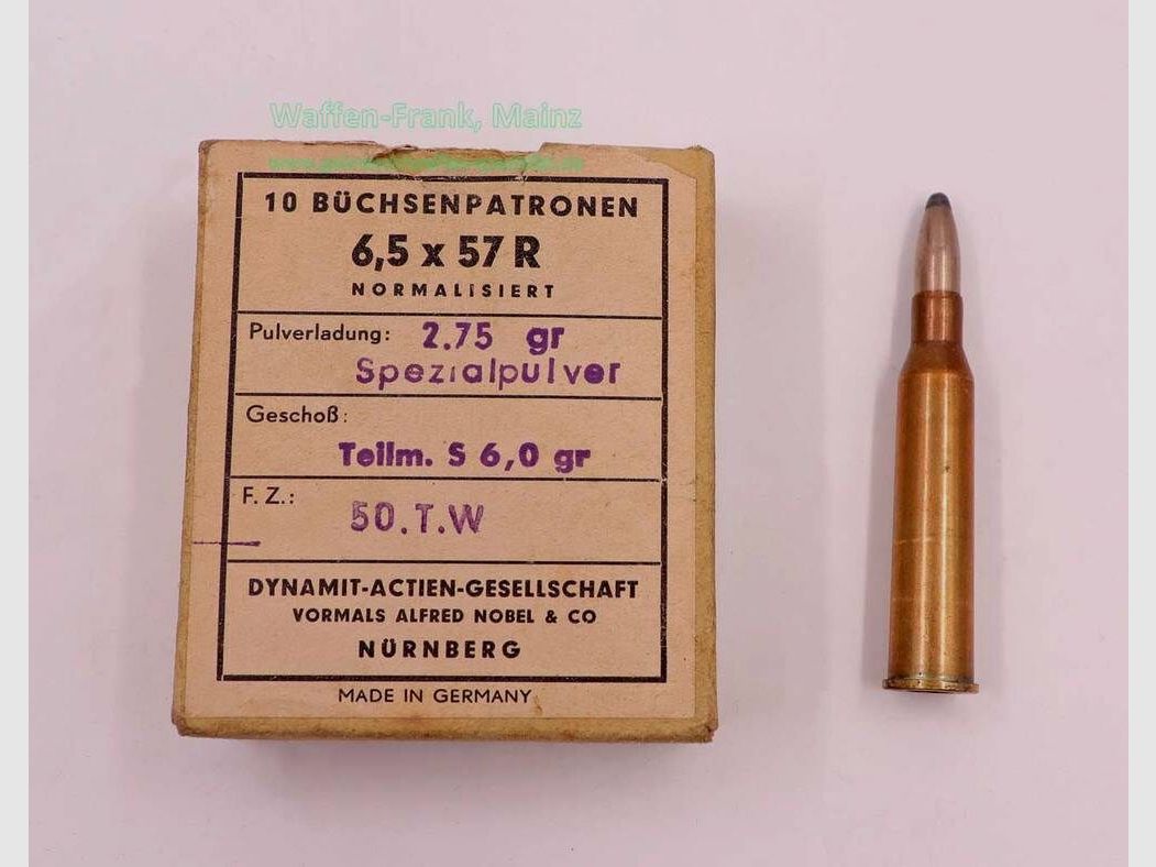 RWS (WZd.Fa.Rottweil) rifle cartridges 6.5x57R
