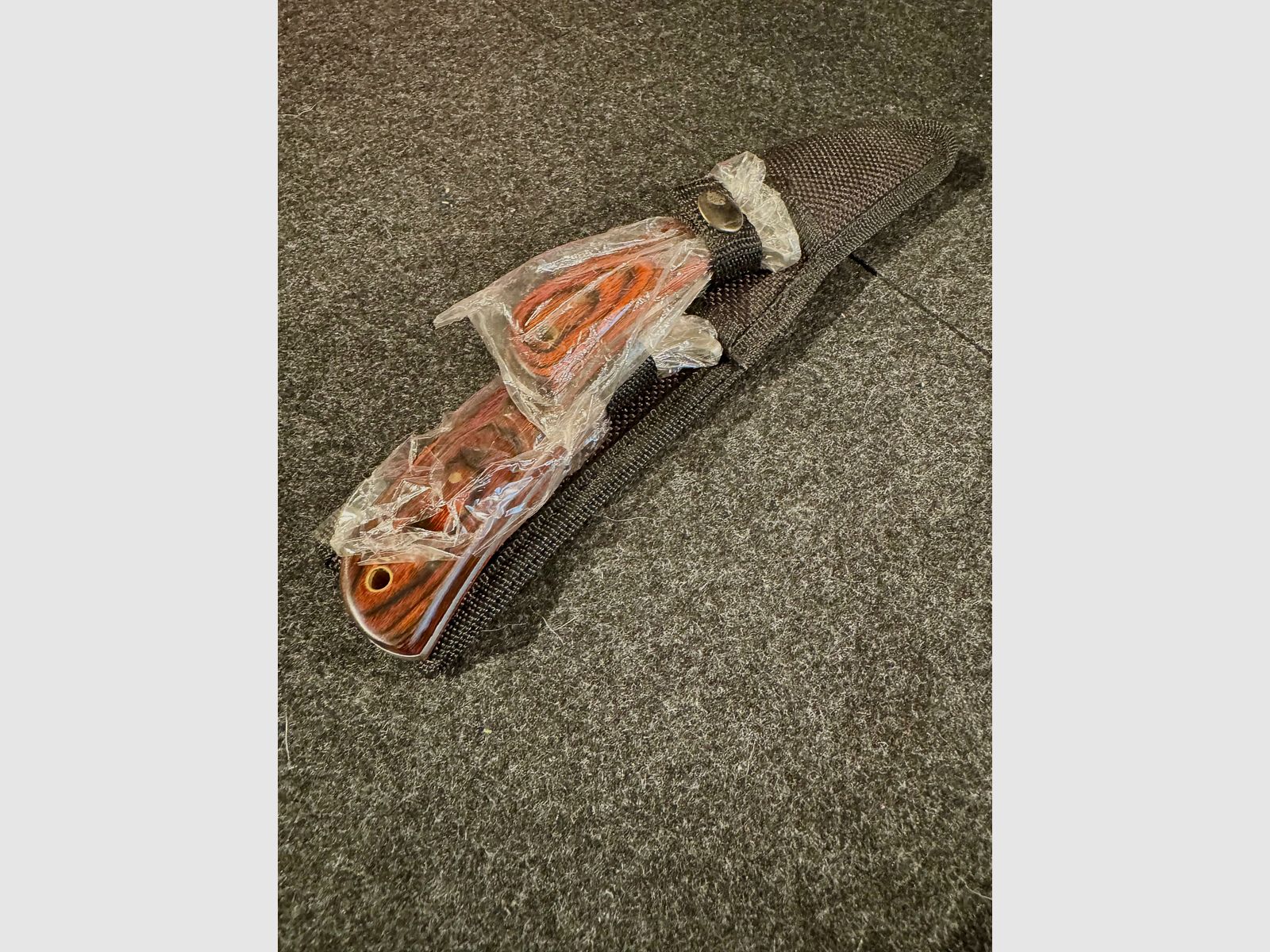 Cuchillo doble, 2 cuchillos en funda de nailon, Askari, sin usar, mango de madera, 72