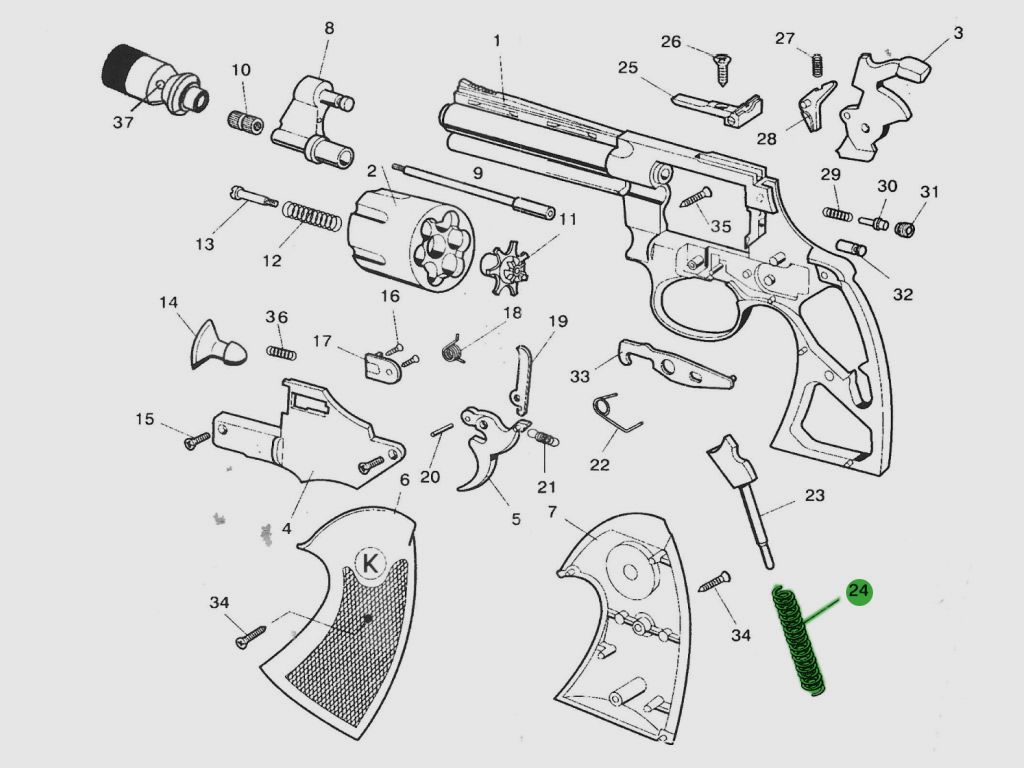 Schlagfeder fĂĽr Schreckschuss-, Gas-, Signalrevolver Reck Python, Ersatzteil