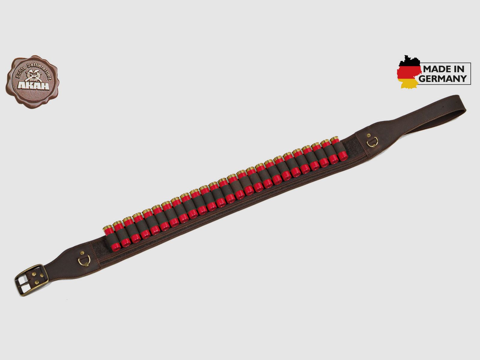 AKAH cartridge belt buffalo leather with loden