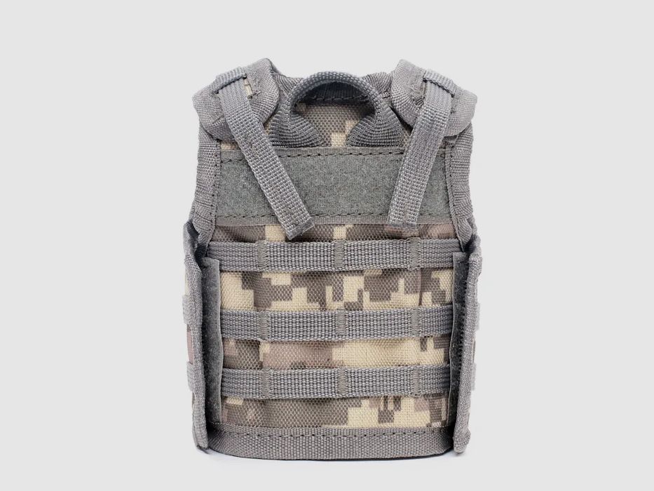 Mini Tactical Schutzweste mit Fronttaschen für Bierflasche / Weinflasche / Thermosflasche - Digital-ACU