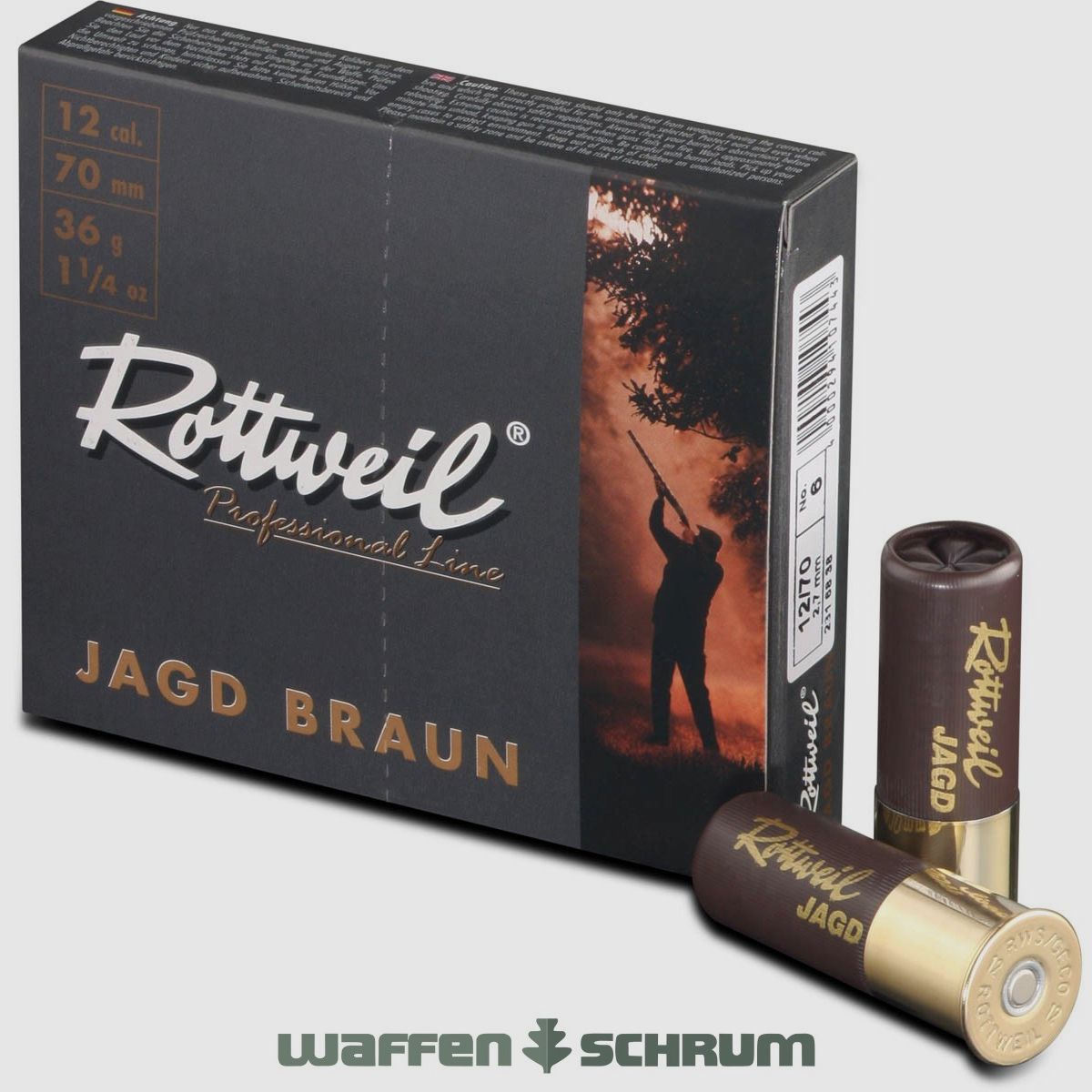 Caza Rottweil plástico marrón 12/70 2,7 mm - 36 g