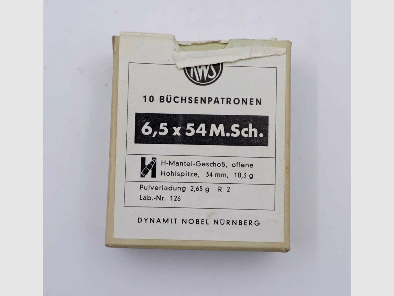RWS (WZd.Fa.Rottweil) Büchsenpatronen 6,5x54M.Schönauer
