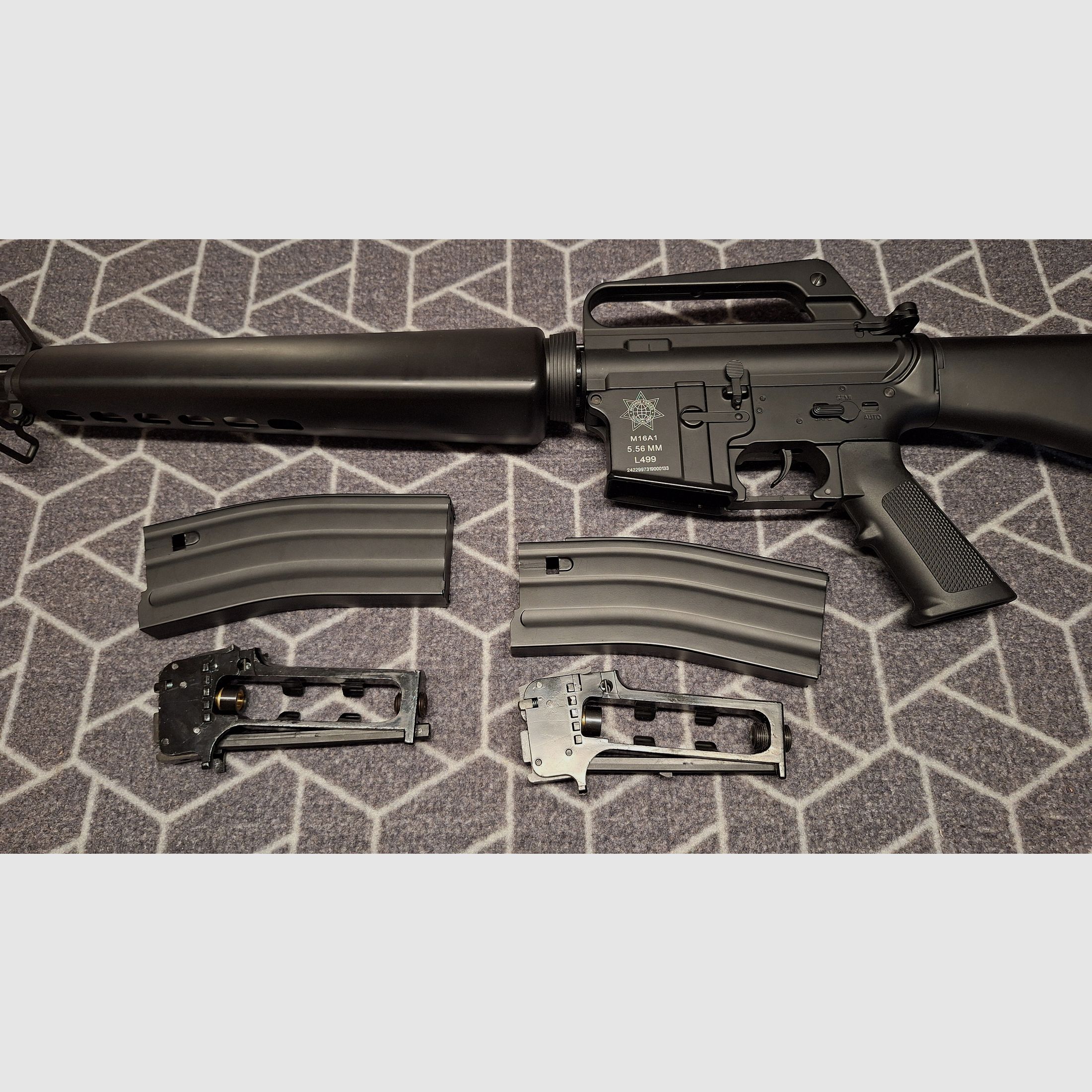 M16A1 VN Vietnam rifle, metal completo, CO2 calibre 4,5BB, 2x revista-NUEVO!