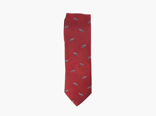 Cravate en soie rouge avec renard