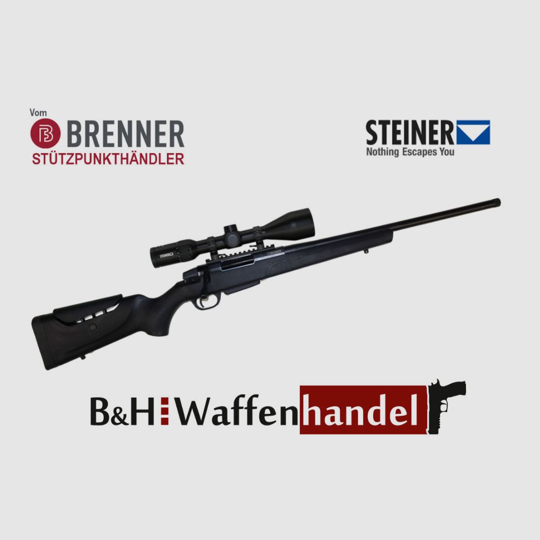 Brenner Komplettpaket: Brenner BR 20 Polymer mit ZF Steiner Ranger 3-12x56 fertig montiert