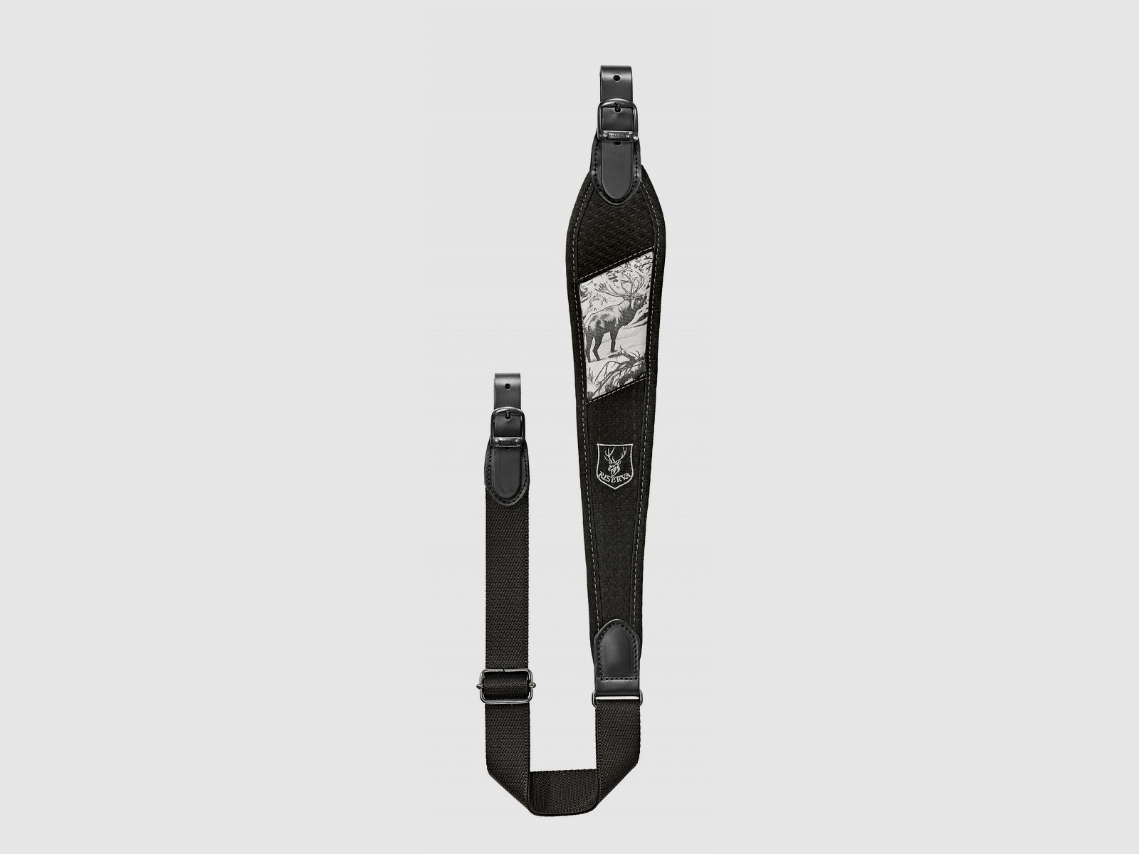 R2132 Gewehrriemen „Hirsch“ Leder mit Carbon-Effekt