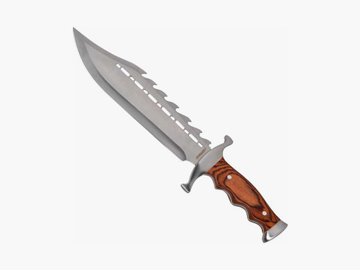Gran cuchillo Bowie con mango de madera Pakkaholz y funda de nailon