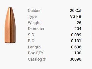 Barnes Geschoss .20/.204 26GR Varmint Grenade FB 100 Stück