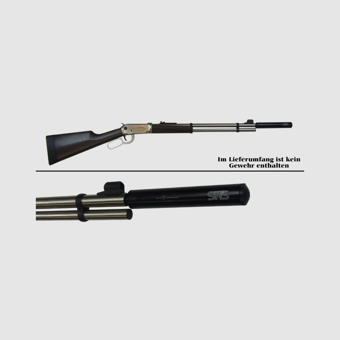 SWS SchalldĂ¤mpferset fĂĽr Walther Lever Action CO2 Gewehr schwarz (P18)