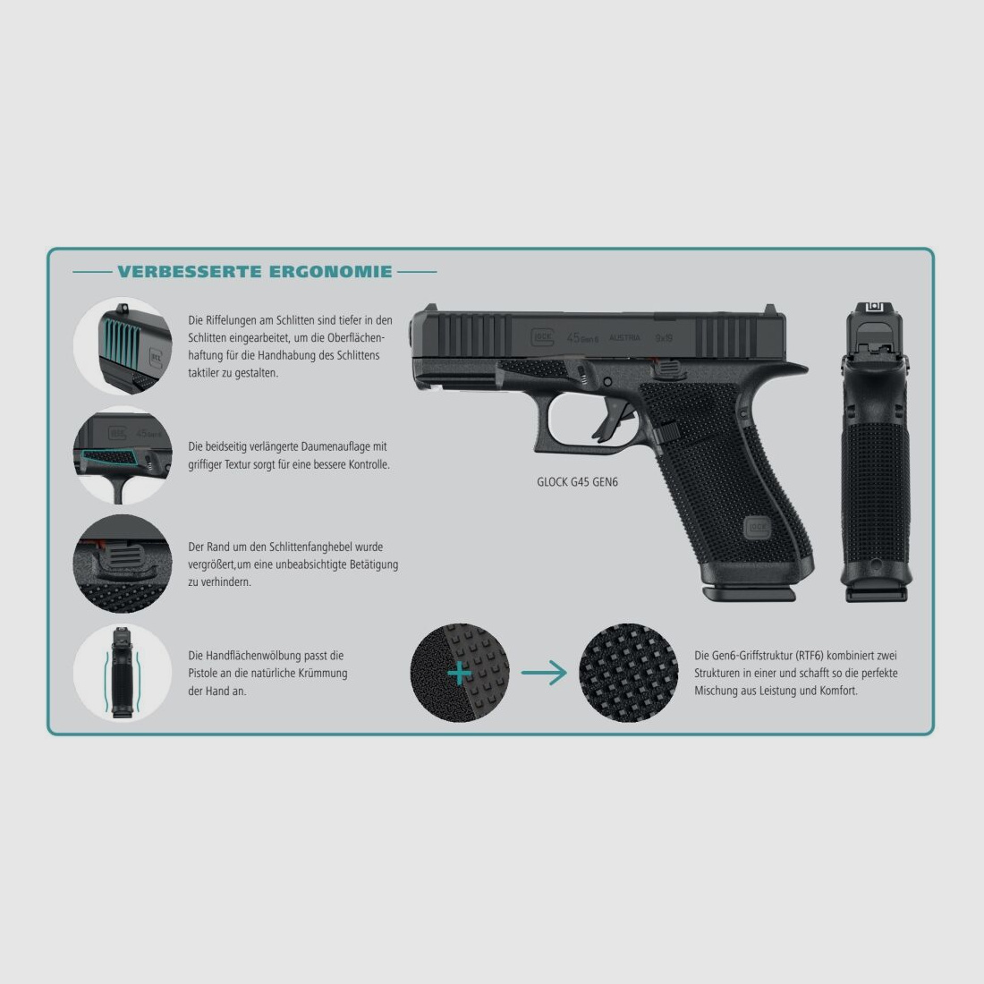 Glock Halbautomatische Pistole GLOCK Pistole G19 Gen6, OR, FS, 9 mm Luger, Compact