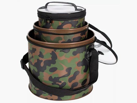 Trendex® tas / emmer / stapelaar - 3-delige set "Rond" 4 + 7,5 + 16 liter - Camouflage