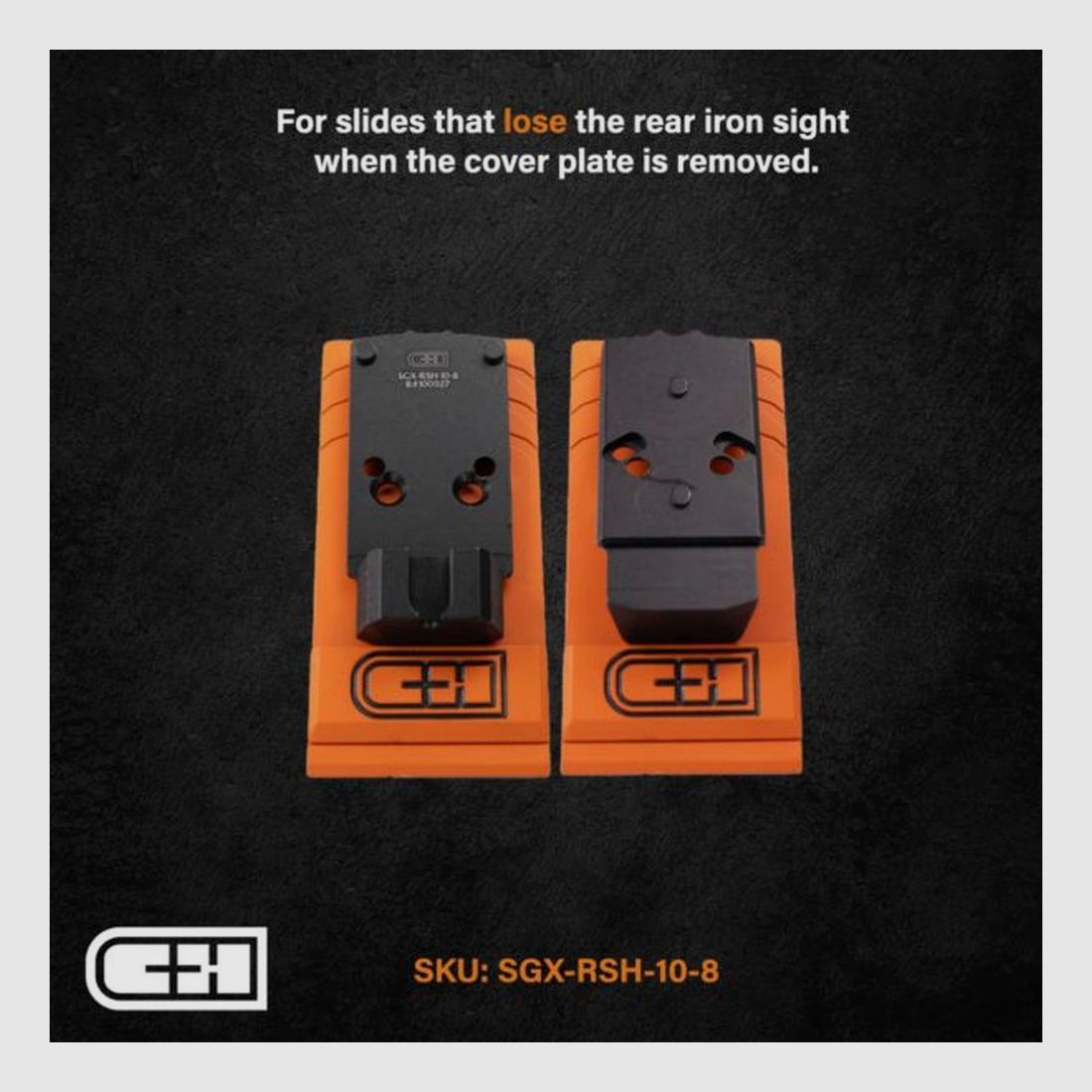C&H Precision SIG X-Series / M17 / M18 vers RMR / SRO / Holosun avec viseur arrière 10-8 noir