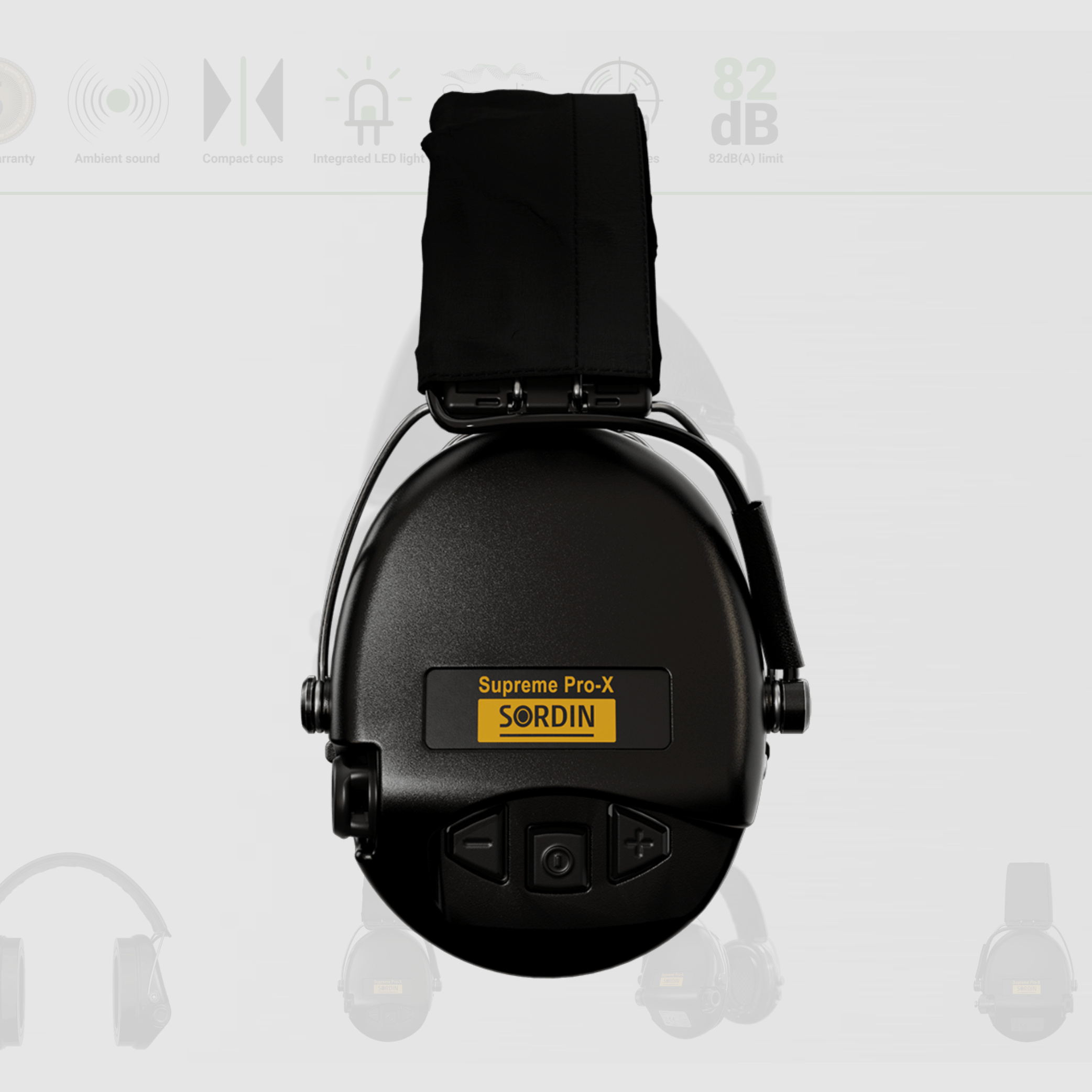 Sordin 75302-X-13-S Electronic Hearing Protection Supreme Black Pro X LED Headband