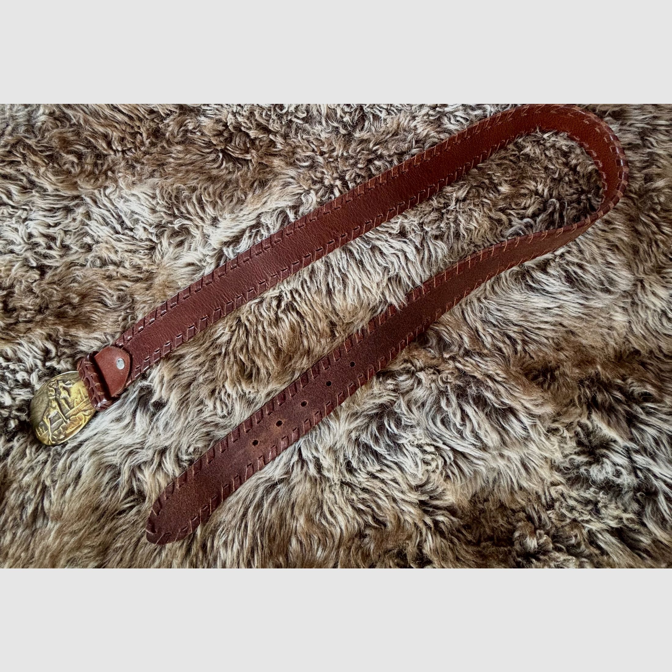Traditional hunting genuine leather belt 100 cm long 4 cm wide men & women