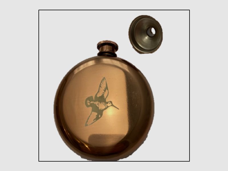 Lovergreen Kunst des Tisches Motiv Kupfer-Flasche Waldschnepfe + Trichter