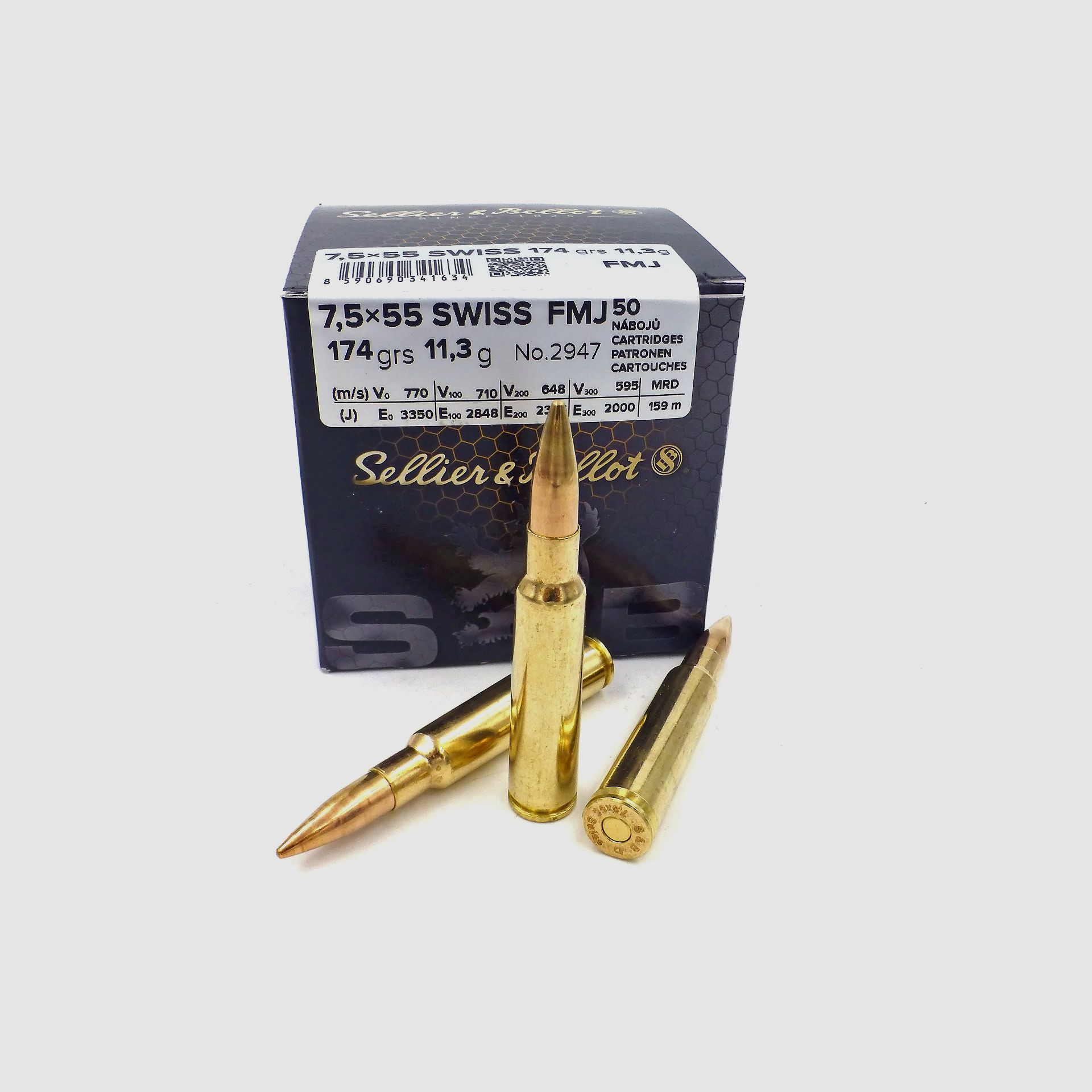 Sellier & Bellot 7.5×55 FMJ Patronen