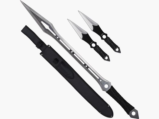 Schwert mit Rückenhalter und 2 Wurfmesser Rückenschwert  Dolch